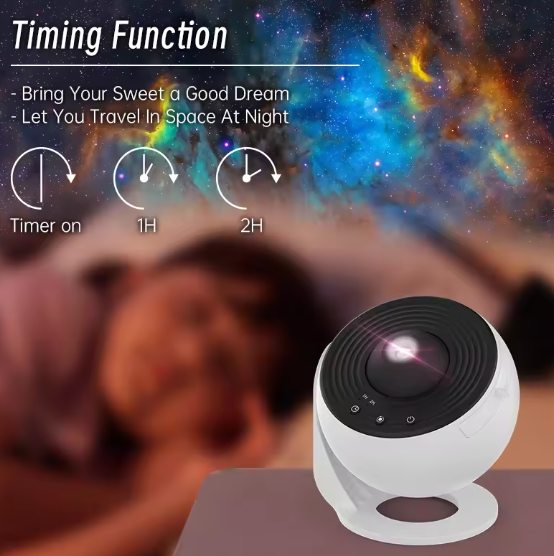 Galaxy Star Projector – 360° Rotating Night Light with Nebula & Star Effects