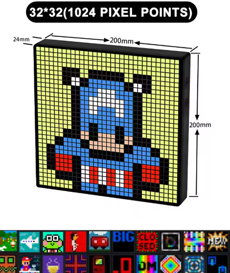 LED Pixel Display 64x64 or 32x32 RGB Matrix Panel – Programmable Pixel Art with Bluetooth App Control